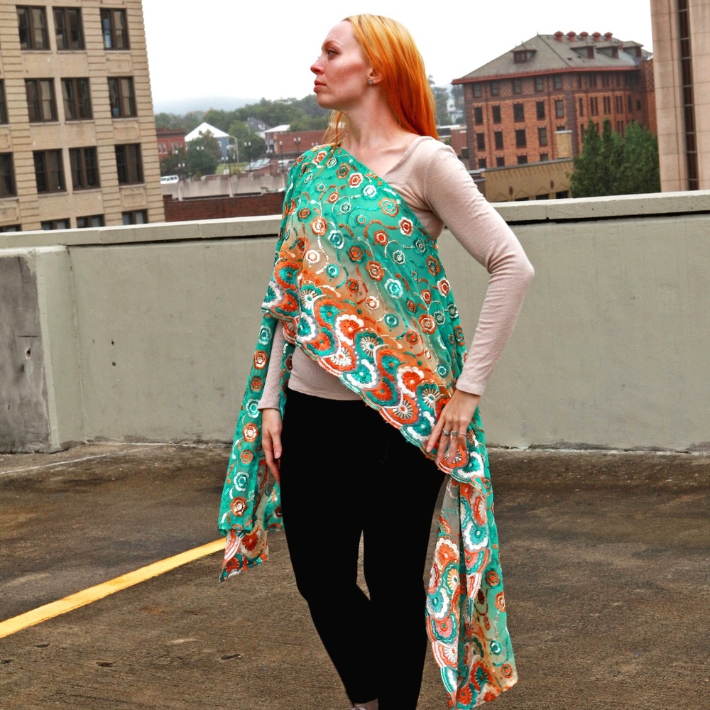 Exclusive, vintage, embroidered Indian wrap!